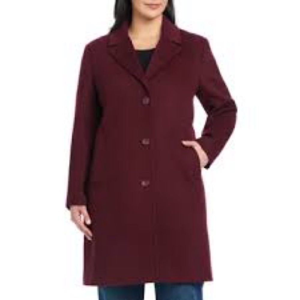 Women's Burgundy Wool Blend Coat size Large
